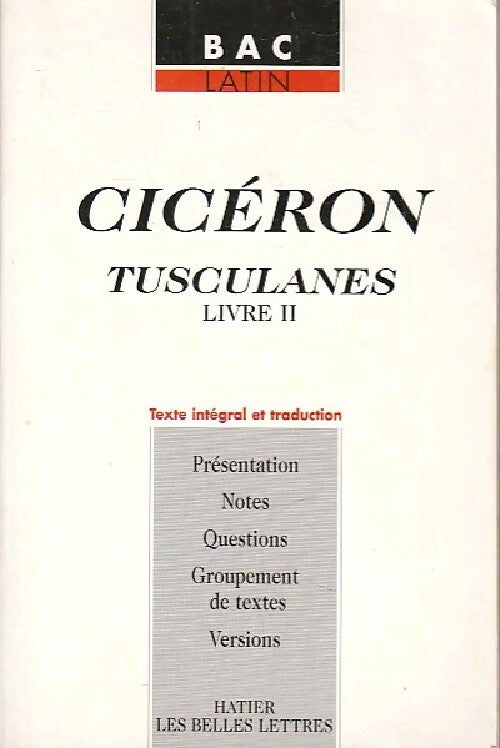 Tusculanes (Livre II) - Cicéron - Livre