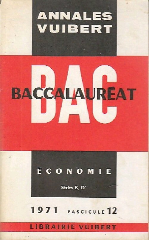 Economie séries B, D' 1971 - Inconnu - Livre