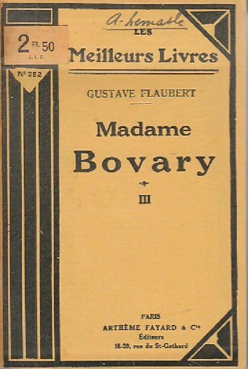 Madame Bovary Tome III - Gustave Flaubert - Livre