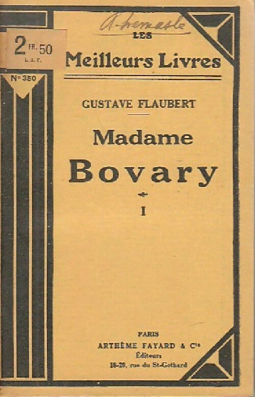Madame Bovary Tome I - Gustave Flaubert - Livre