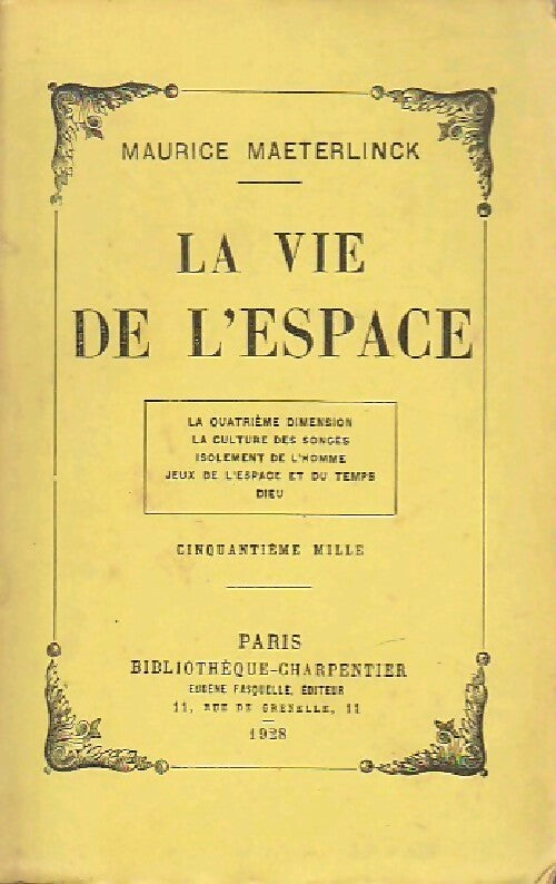 La vie de l'espace - Maurice Maeterlinck - Livre