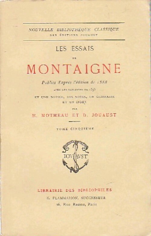 Les essais Tome V - Michel De Montaigne - Livre