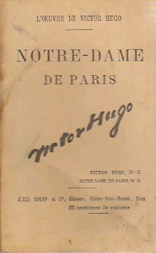 Notre Dame de Paris Tome V - Victor Hugo - Livre