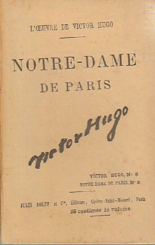 Notre Dame de Paris Tome VIII - Victor Hugo - Livre