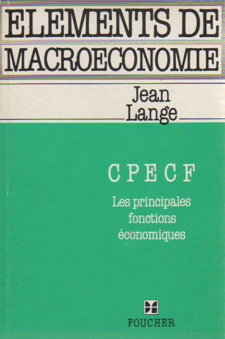 Eléments de macroéconomie - Jean Lange - Livre