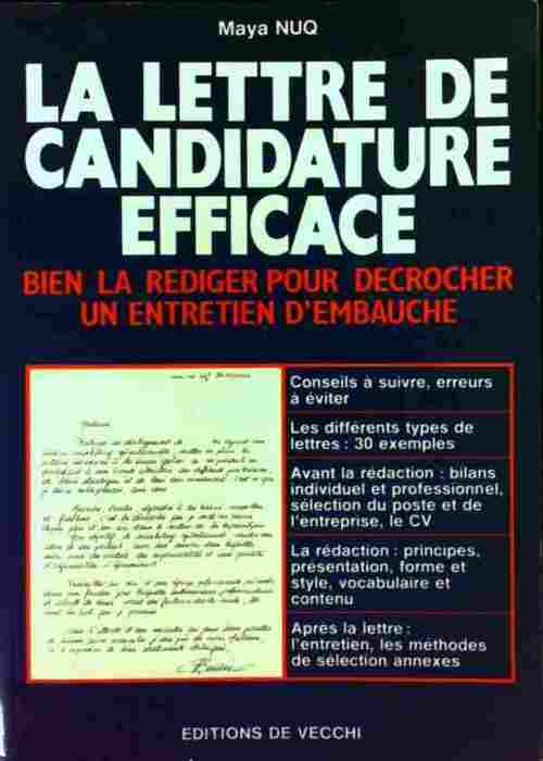 La lettre de candidature efficace - Maya Nuq - Livre