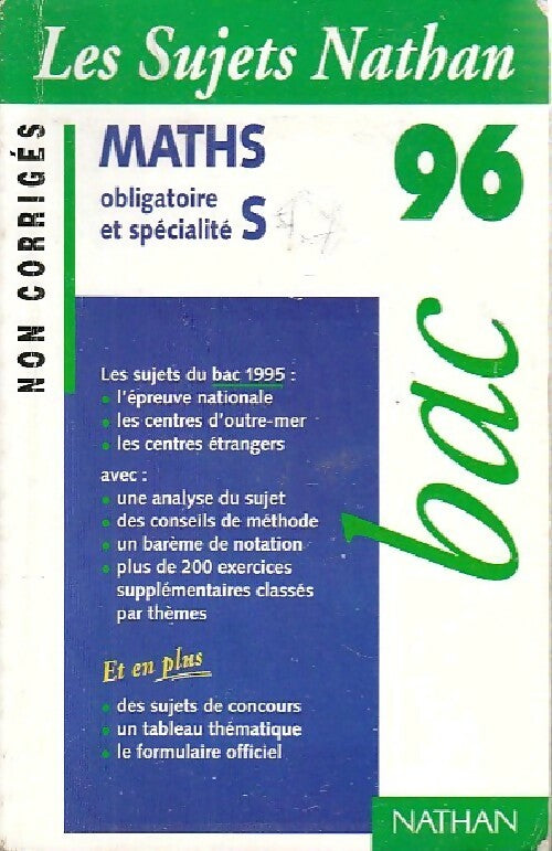 Mathématiques Terminale S Sujets 1996 - Collectif - Livre