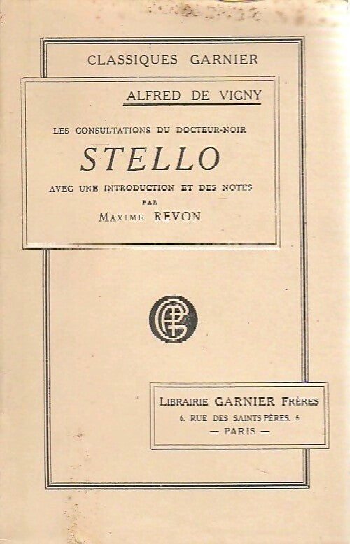 Stello - Alfred De Vigny - Livre