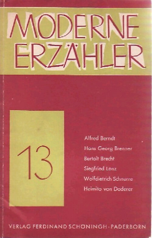 Moderne Erzähler Tome XIII - Collectif - Livre