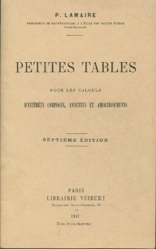 Petites tables - P. Lamaire - Livre