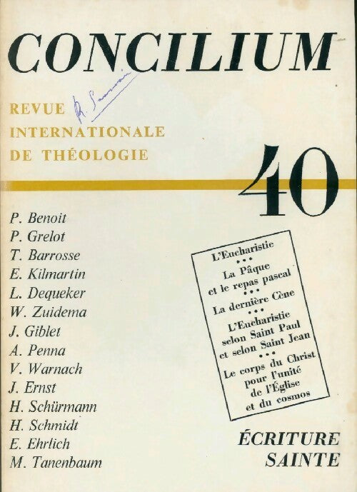 Concilium n°40 : Ecriture sainte - Collectif - Livre
