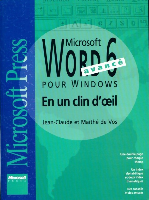 Microsoft Word 6 avancé pour Windows - Jean-Claude De Vos - Livre