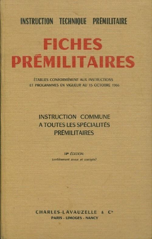 Fiches prémilitaires - Inconnu - Livre