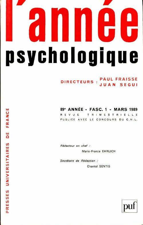 L'année psychologique - Collectif - Livre