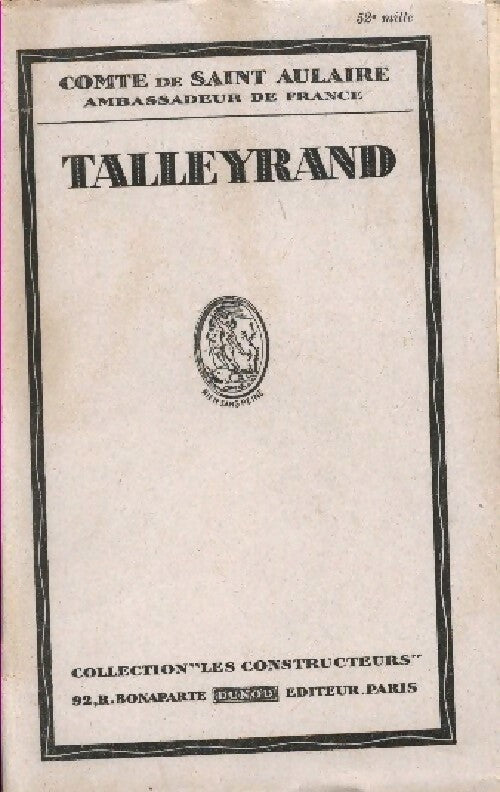 Talleyrand - Comte De Saint Aulaire - Livre