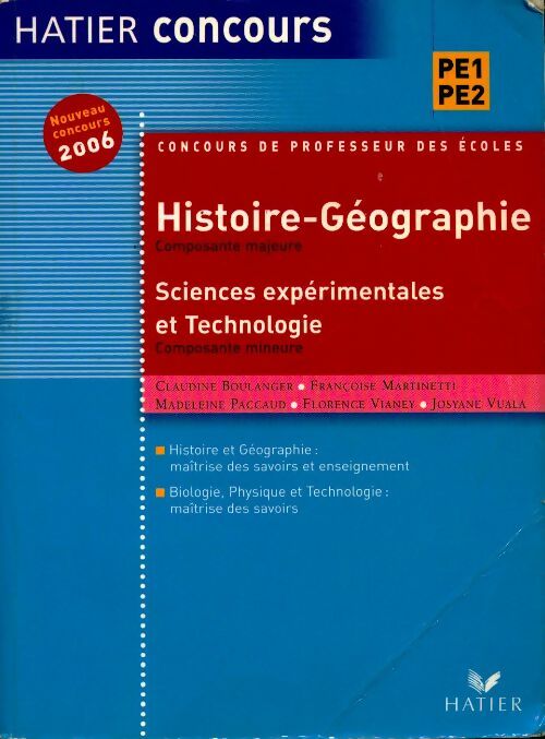 Histoire-géographie et sciences expérimentales, concours PE1PE2 2006 - Collectif - Livre