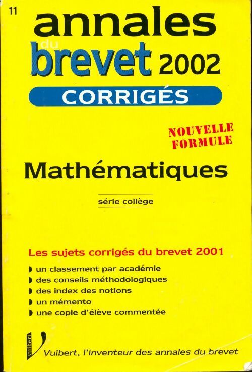 Annales du brevet 2002 corrigés série collège : Mathématiques - Collectif - Livre
