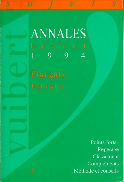 Français brevet sujets 1994 - Collectif - Livre