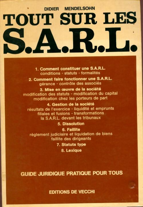 Tout sur les S.A.R.L. - Didier Mendelsohn - Livre