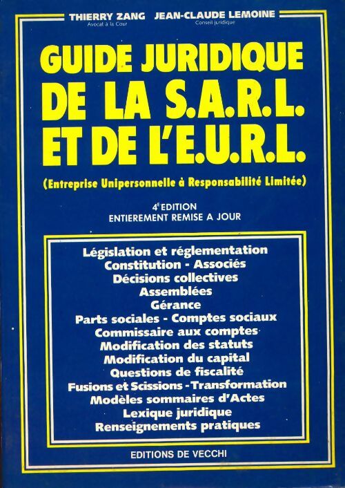 Guide juridique de la SARL et EURL - Collectif - Livre
