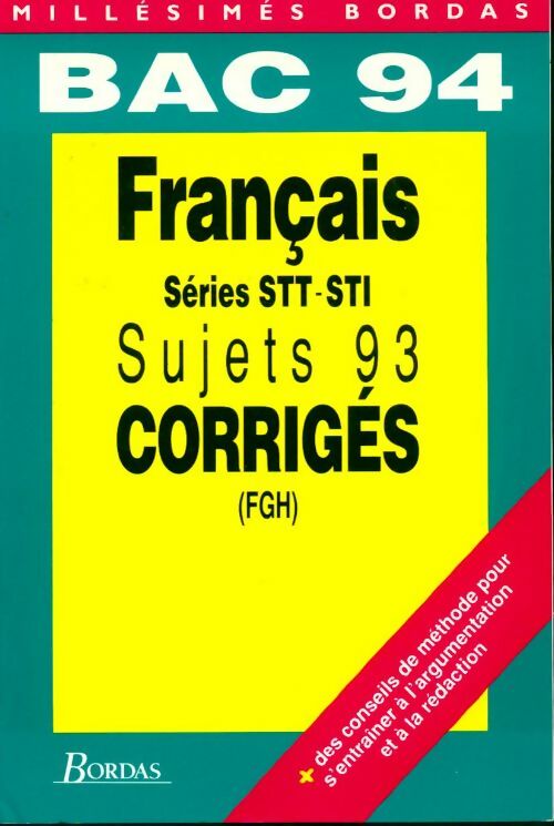 Français STT-STI Sujets 93 - Collectif - Livre