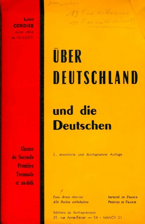 Über Deutschland und die deutschen Tome II - Léon Cordier - Livre