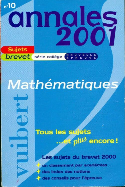 Annales brevet 2001 Mathématiques, sujets seuls - Danièle Spérandio - Livre