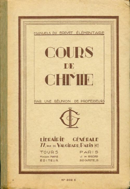 Cours de chimie. Brevet élémentaire - Collectif - Livre