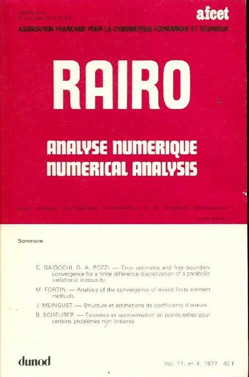 Rairo. Analyse numérique Vol. 11 n°4 - Collectif - Livre