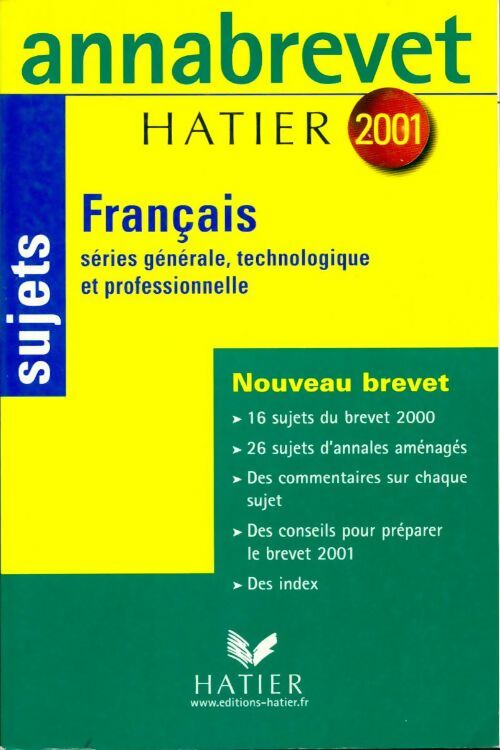 Français sujet 2001 - Cécile De Cazanove - Livre