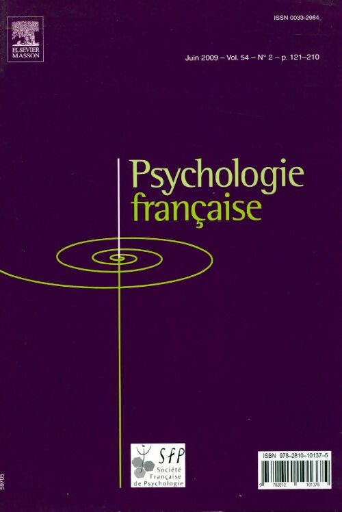 Psychologie française n°54 - Collectif - Livre