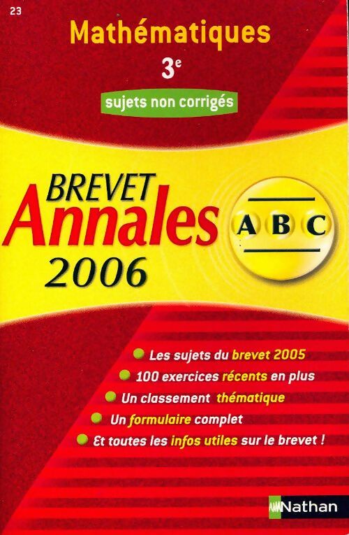 Annales non corrigées brevet 2006 : Mathématiques - Collectif - Livre