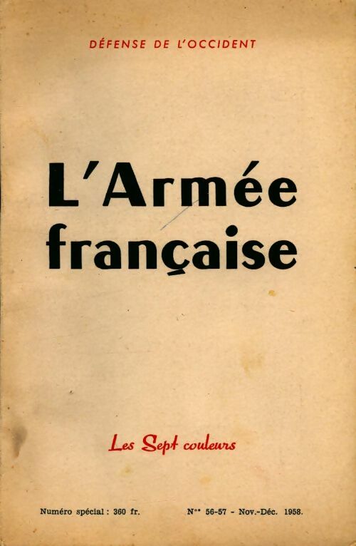 L'Armée francaise n°56-57, novembre-décembre 1958 - Collectif - Livre