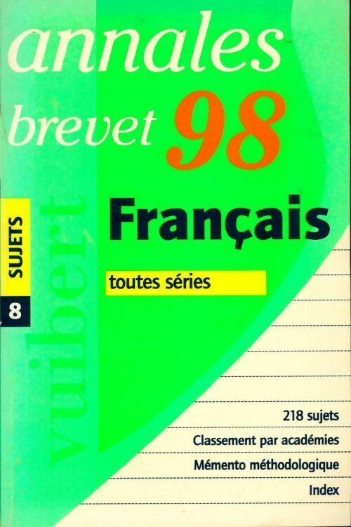 Annales Brevet français sujets 1998 - Collectif - Livre