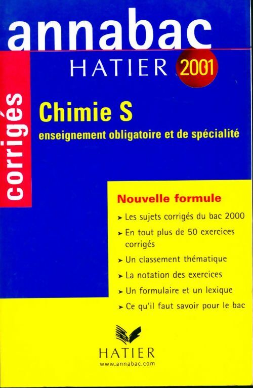 Chimie S corrigés 2001 - Yves Kaminsky - Livre