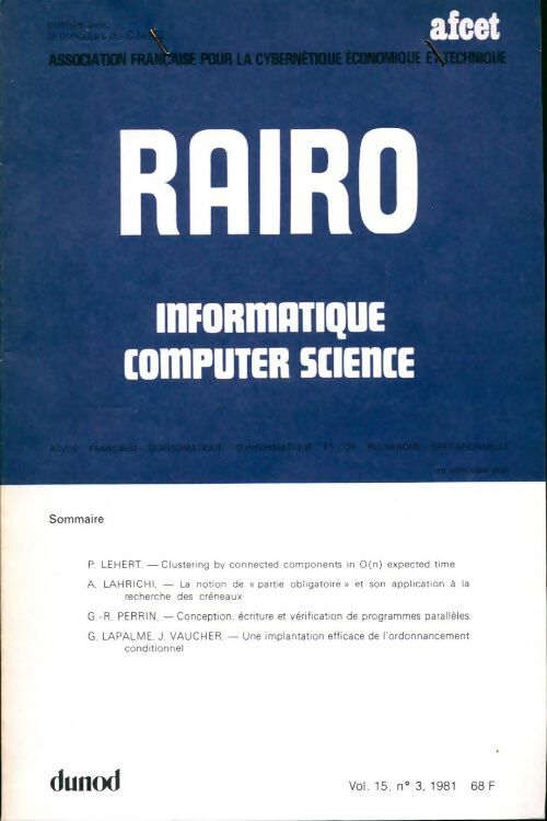 Rairo. Informatique vol. 15 n°3 - Collectif - Livre