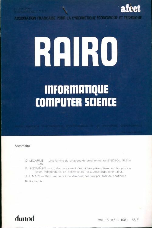 Rairo. Informatique vol. 15 n°2 - Collectif - Livre