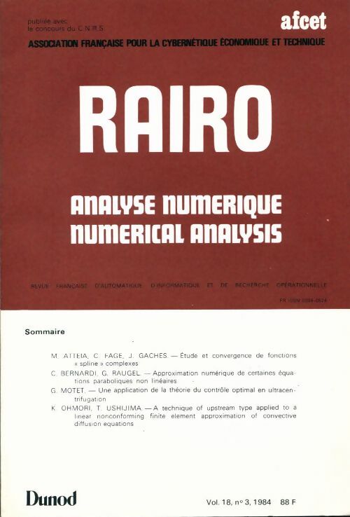 Rairo. Analyse numérique Vol. 18 n°3 - Collectif - Livre