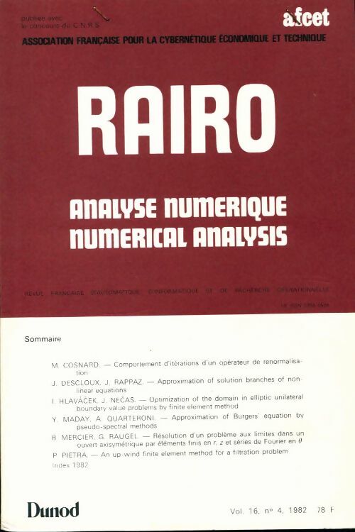 Rairo. Analyse numérique Vol. 16 n°4 - Collectif - Livre