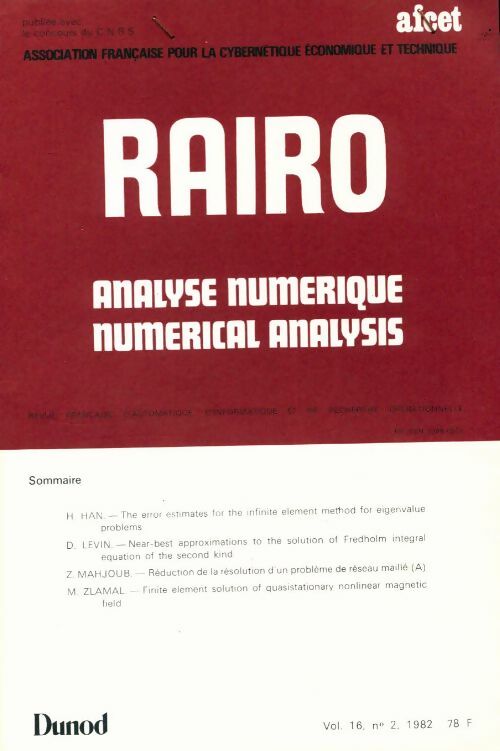 Rairo. Analyse numérique Vol. 16 n°2 - Collectif - Livre