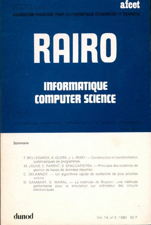 Rairo. Informatique vol. 14 n°3 - Collectif - Livre