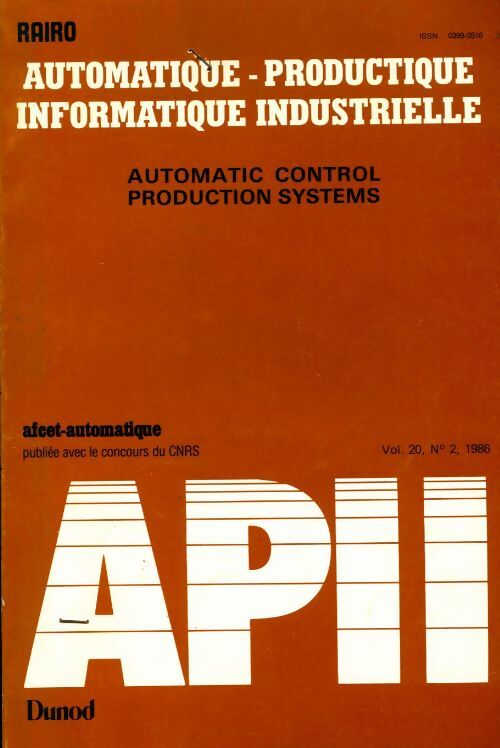 Rairo. Automatique-Productique Informatique industrielle Vol. 20 n°2 - Collectif - Livre