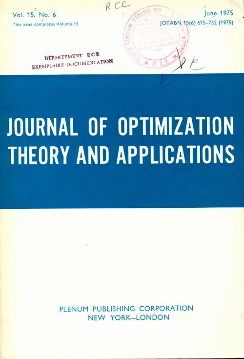 Journal of optimization Vol. 15 n°6 - Collectif - Livre