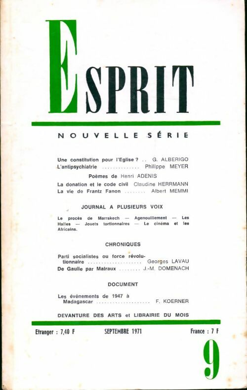 Esprit nouvelle série n°9 - Collectif - Livre