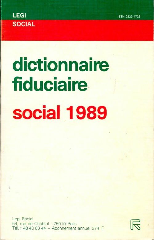 Dictionnaire fiduciaire sociale 1989 - Collectif - Livre