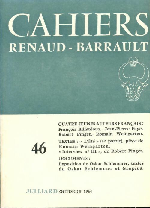 Cahiers Renaud-Barrault n°46 : Quatre jeunes auteurs français - Collectif - Livre