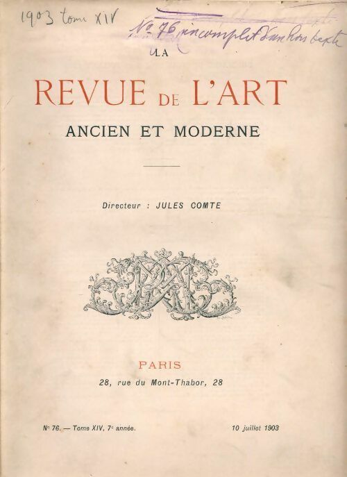 Revue de l'art ancien et moderne n°76 - Collectif - Livre