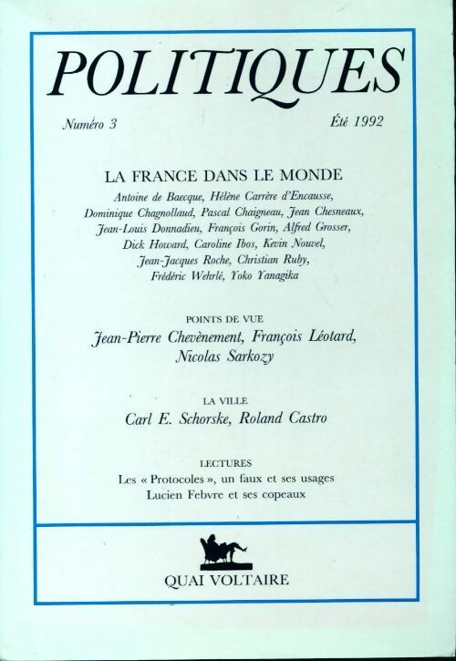 Politiques 1992 n°3 : La France dans le monde - Collectif - Livre