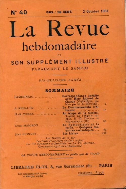 La revue hebdomadaire 18e année n°40 - Collectif - Livre