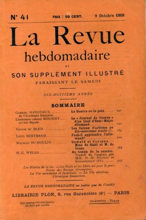 La revue hebdomadaire 18e année n°41 - Collectif - Livre